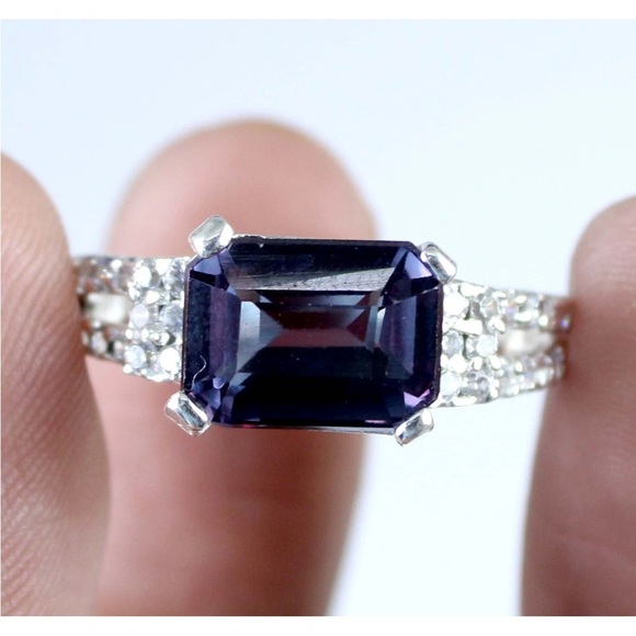 Natural Alexandrite 6.99ct AGI certified Ring Sz 9 in 925 Sterling Silver - Picture 2 of 13